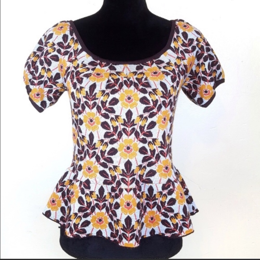 Moth by Anthropologie floral wool peplum sweater